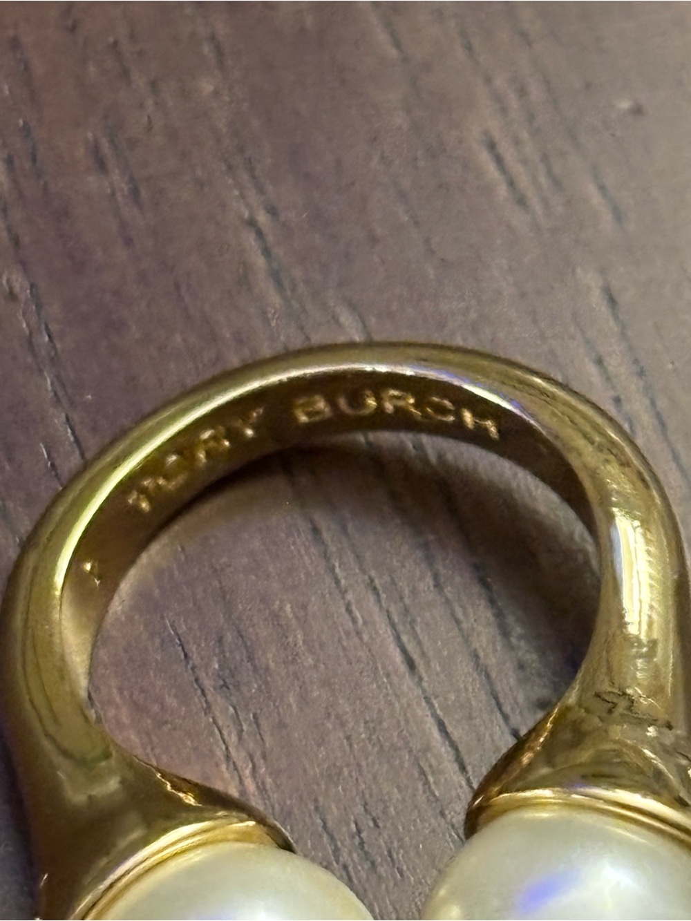 Tory Burch Gold Pearl Open Ring size 7 - Picture 2 of 7